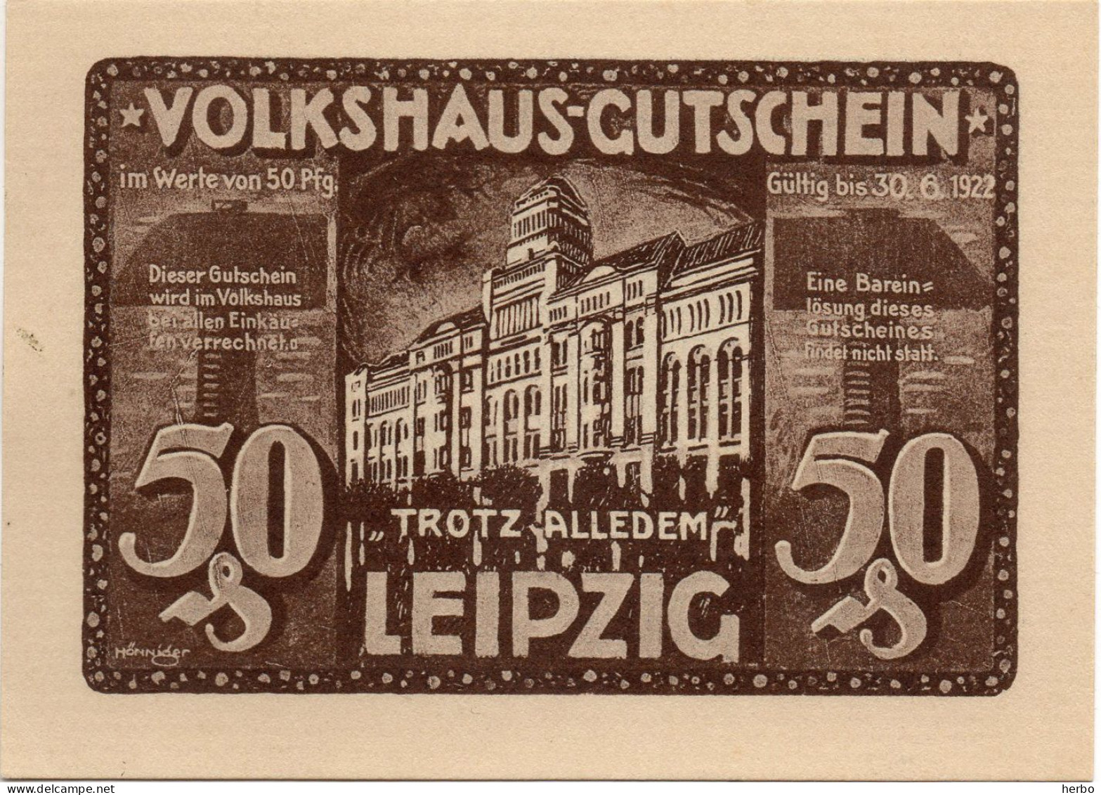 Bons de nécessité Allemand 50 Pfennig, République de Weimar. Ville de LEIPZIG. Gutschein. 12 bons différents NEUFS.