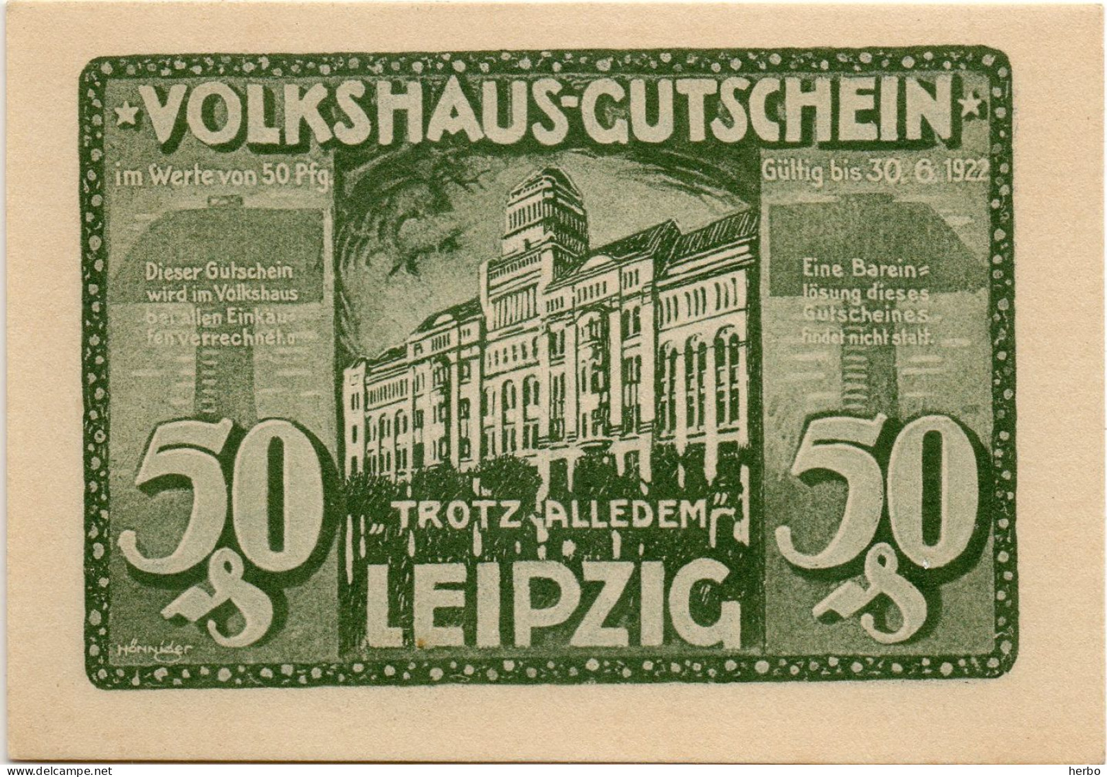 Bons de nécessité Allemand 50 Pfennig, République de Weimar. Ville de LEIPZIG. Gutschein. 12 bons différents NEUFS.