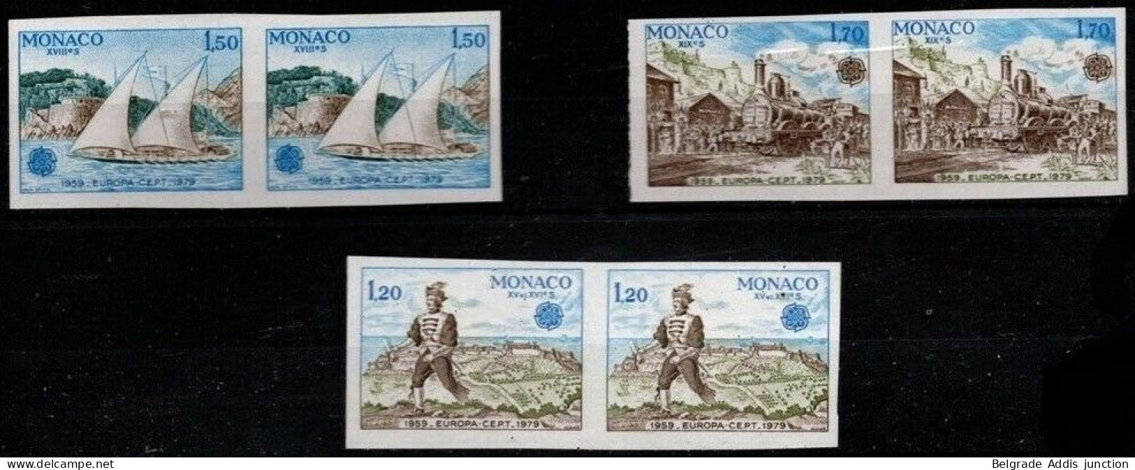 Monaco Yvert 1186/88 Série Complète En Paires Non-Dentelés NSC / MNH / ** Europa 1979 - Errors And Oddities