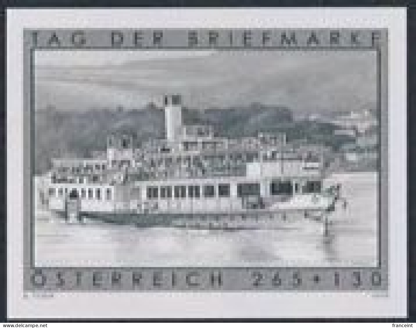 AUSTRIA(2008) Paddle-wheel Steamer. Black Print. Stamp Day. - Proeven & Herdruk