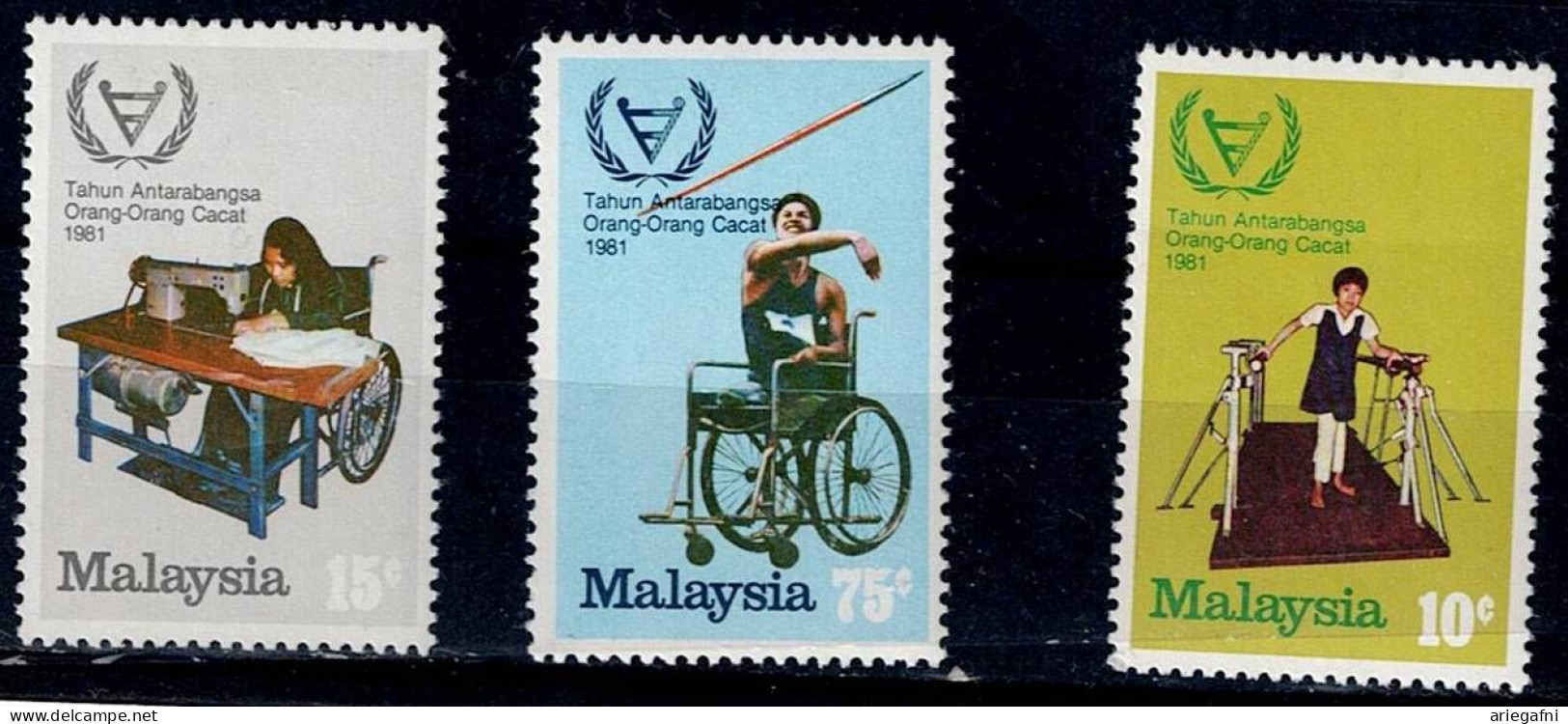 MALAYSIA 1981 INTERNATIONAL YEAR OF THE DISABLED MI No 219-21 MNH VF!! - Malaysia (1964-...)