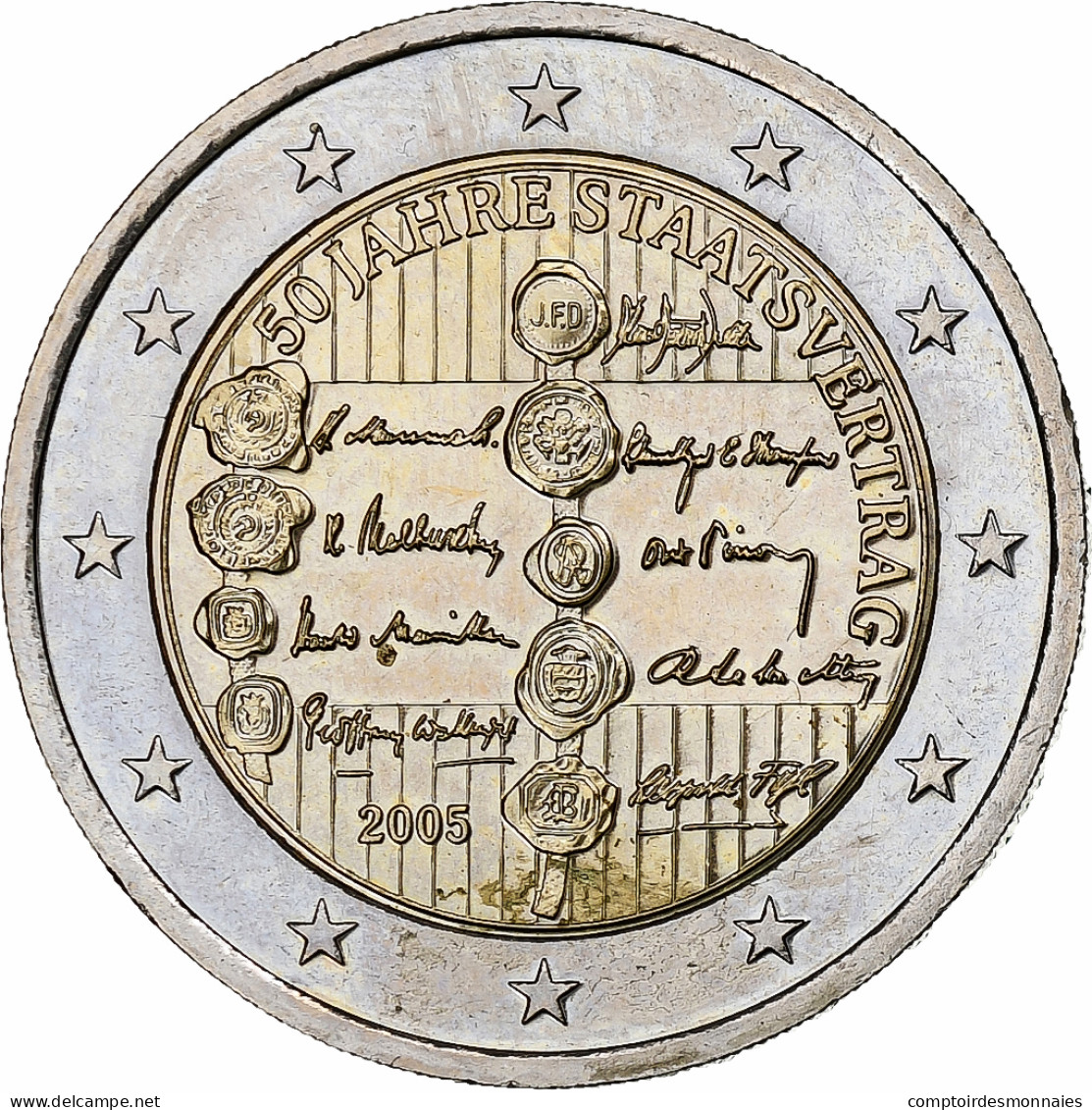 Autriche, 2 Euro, 50ème Anniversaire Du Traité D'Etat, 2005, Vienna, SUP+ - Autriche