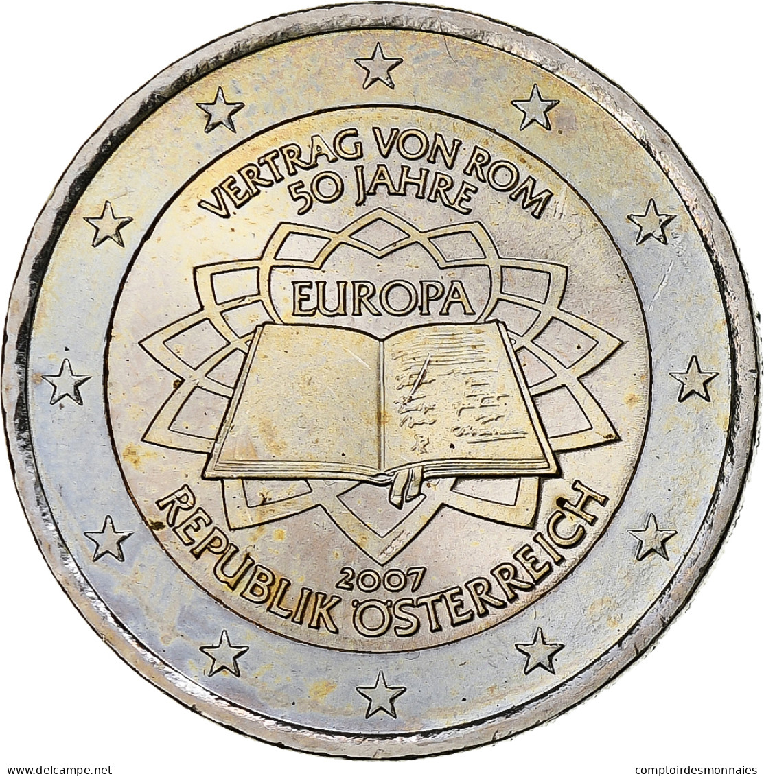 Autriche, 2 Euro, Traité De Rome 50 Ans, 2007, Vienna, SPL, Bimétallique - Oesterreich