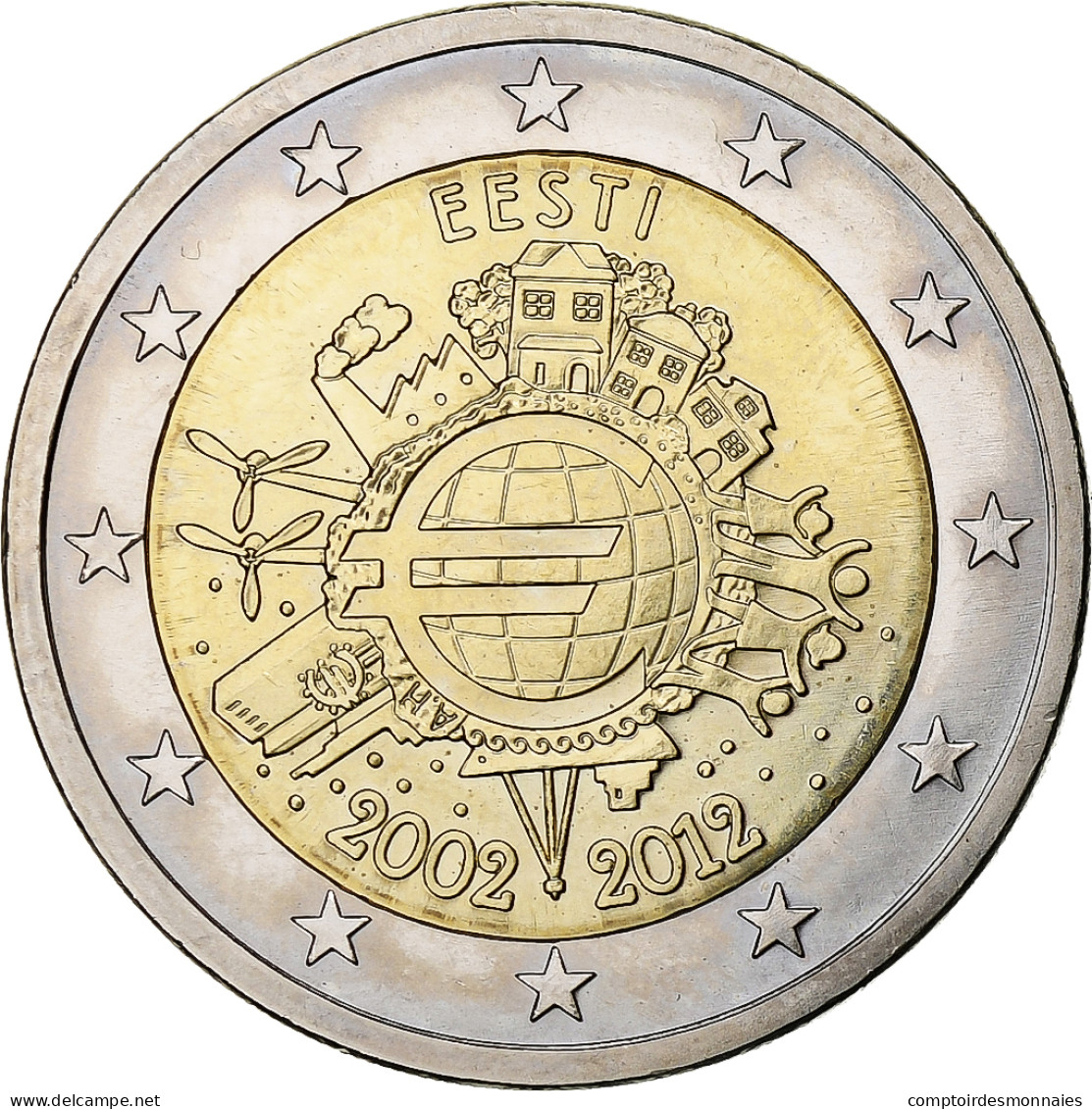 Estonie, 2 Euro, 10 Ans De L'Euro, 2012, Vantaa, SUP+, Bimétallique, KM:70 - Estonia