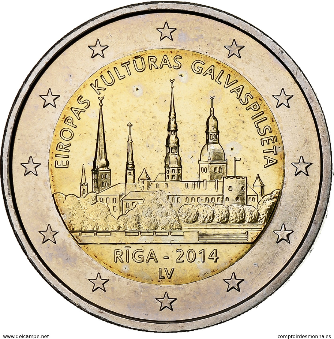 Lettonie, 2 Euro, Eiropas Kulturas Galvaspilseta, 2014, Colorisé, SPL - Latvia