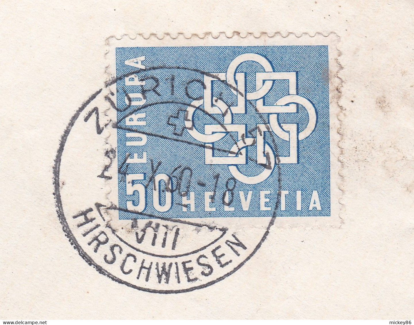 Suisse -1960-- Lettre ZURICH  Pour POITIERS-86 (France)....timbre EUROPA  Seul  Sur Lettre....... - Covers & Documents