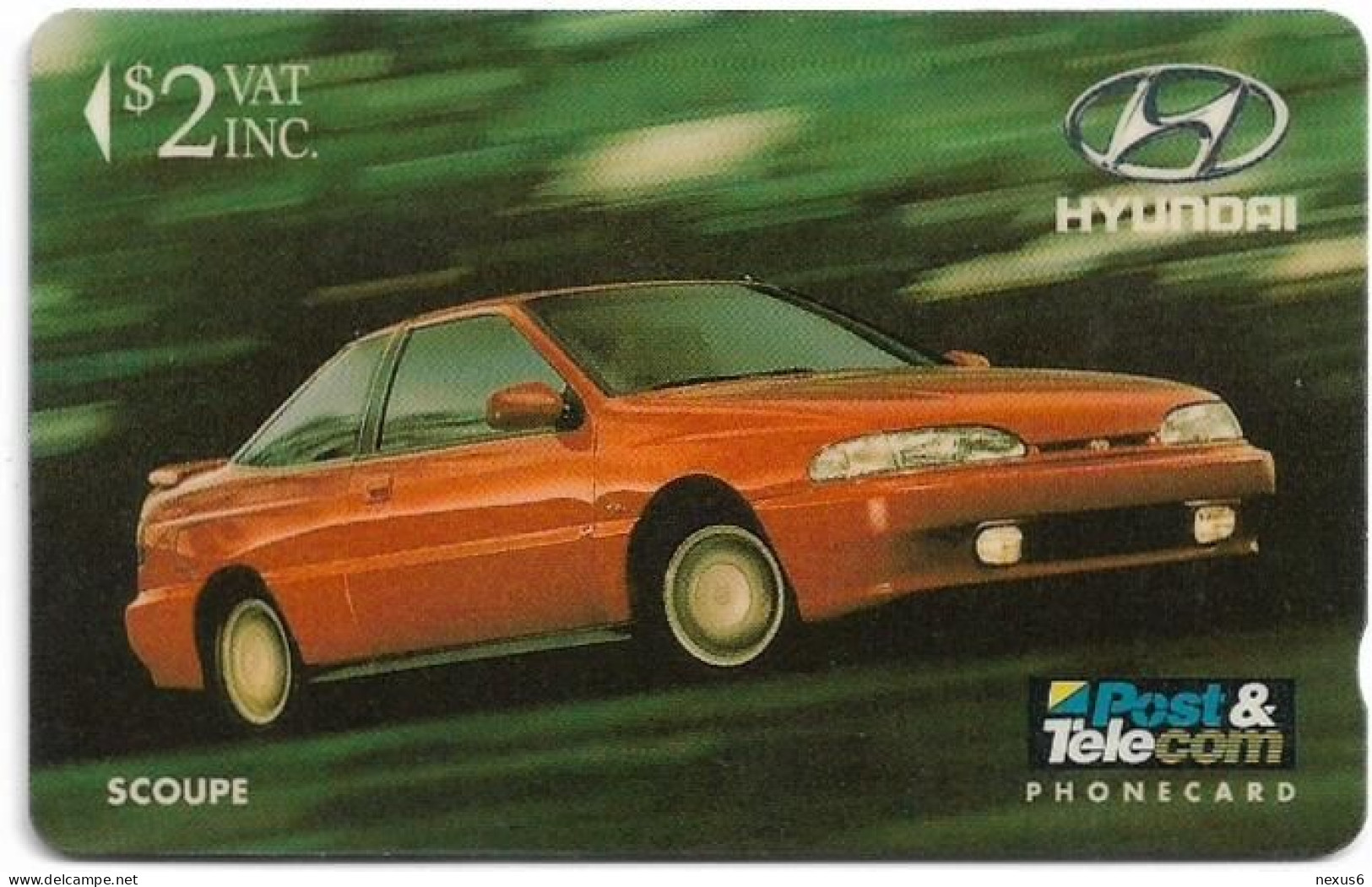 Fiji - Tel. Fiji - Martin Motor Co. - Hyundai Scoupe (Cn. On Silver Stripe) - 03FJB - 1993, 2$, Used - Fiji