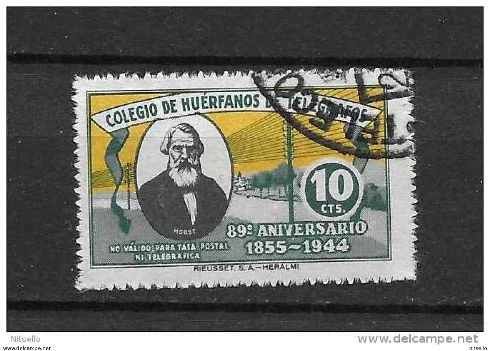 LOTE 1892 B  ///   ESPAÑA  1944  Beneficencia Huérfanos De Telégrafos Nº 26  10 CTOS - Liefdadigheid