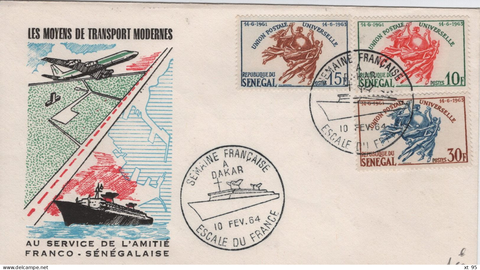 Senegal - Escale Du France - 10 Fevrier 1964 - Senegal (1960-...)