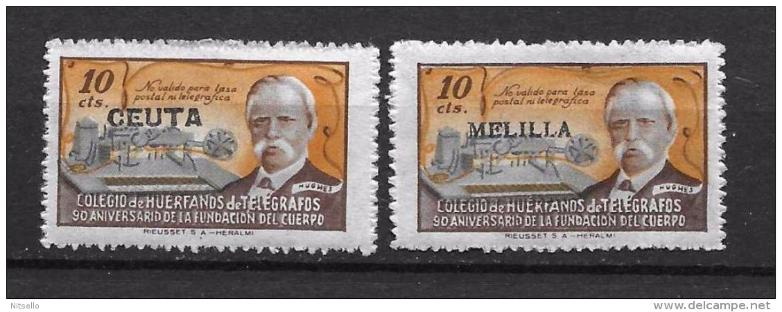 LOTE 1892 C  ///   ESPAÑA  FISCALES HABILITADOS SOBRECARGADOS CEUTA Y MELILLA AÑO 1945 **MNH - Wohlfahrtsmarken