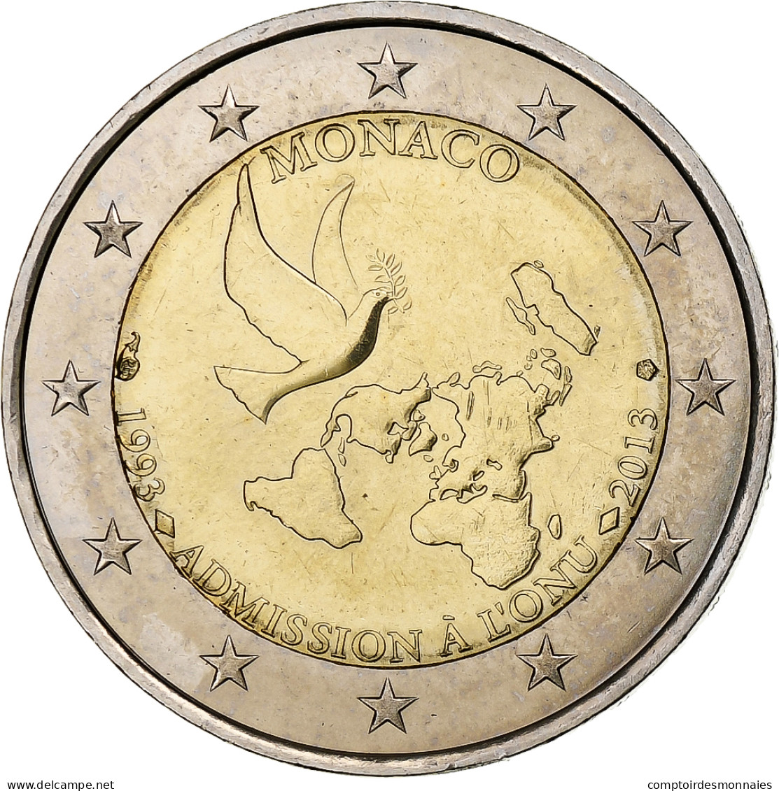 Monaco, 2 Euro, Admission à L'ONU, 2013, SPL, Bimétallique - Monaco