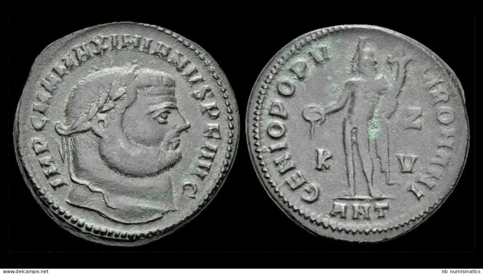 Maximian Herculius AE Follis Genius Standing Left - La Tetrarchía Y Constantino I El Magno (284 / 307)