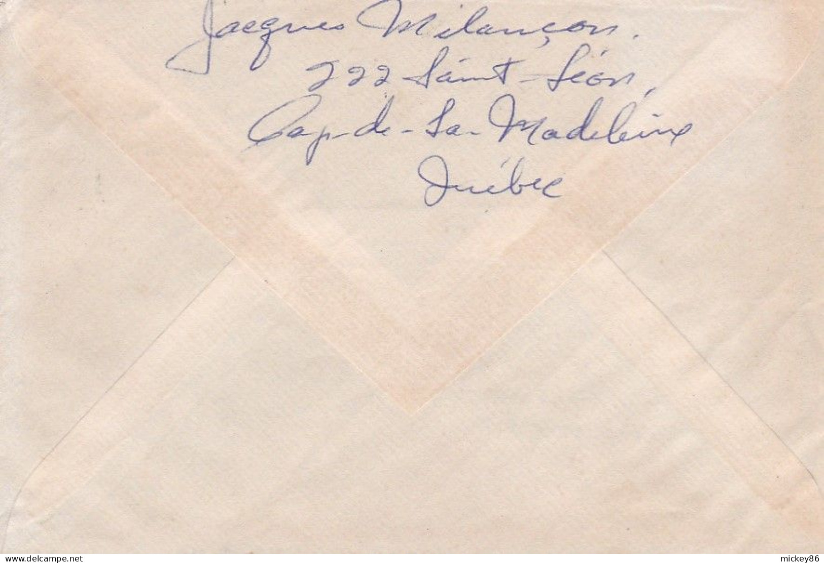 Canada-1960-Lettre CAP-DE-LA-MADELEINE Pour POITIERS (France)timbre Seul Sur Lettre-cachet 5-7-60--PORT INSUFFISANT - Lettres & Documents