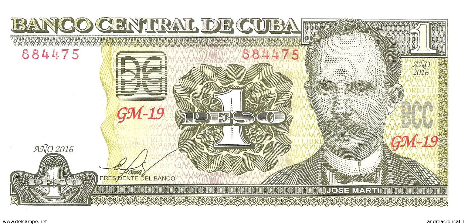 Cuba 1 Peso 2016 P-128g UNC - Cuba