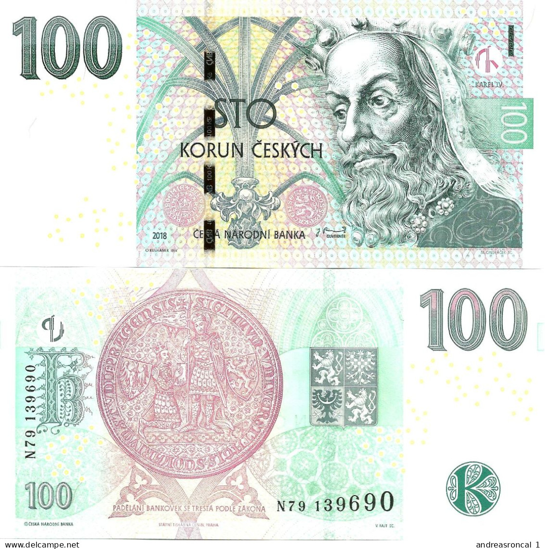 Czechia 100 Crowns 2018 / [2021] Letter N P-18h UNC - Czech Republic