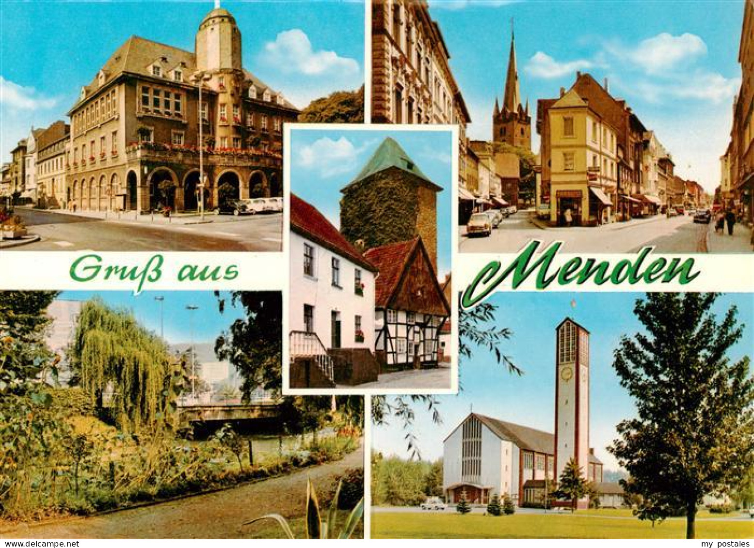 73943347 Menden__Sauerland Rathaus Turm Ortspartie Park Kirche - Menden