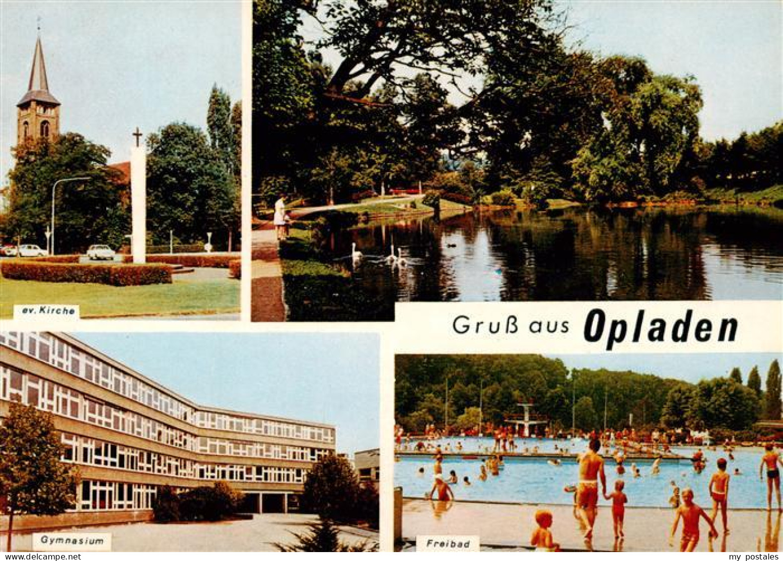 73943289 Opladen_Leverkusen Ev Kirche Gondelteich Gymnasium Freibad - Leverkusen