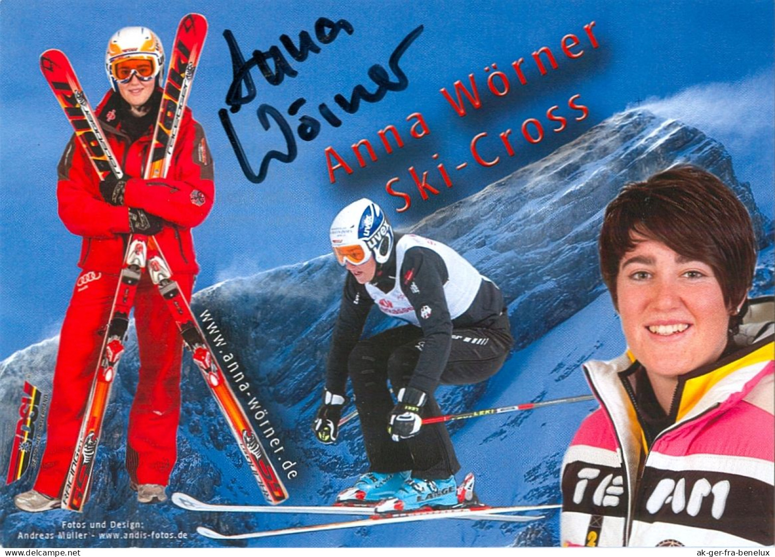 1) Autogramm AK Freestyle Skicross Anna Wörner Garmisch-Partenkirchen Olympionikin Olympia Olympische Spielen Germany - Authographs