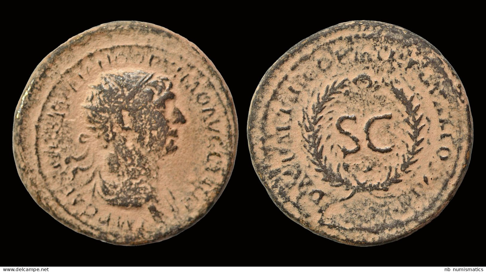 Trajan AE Semis Legend In Wreath - The Anthonines (96 AD To 192 AD)