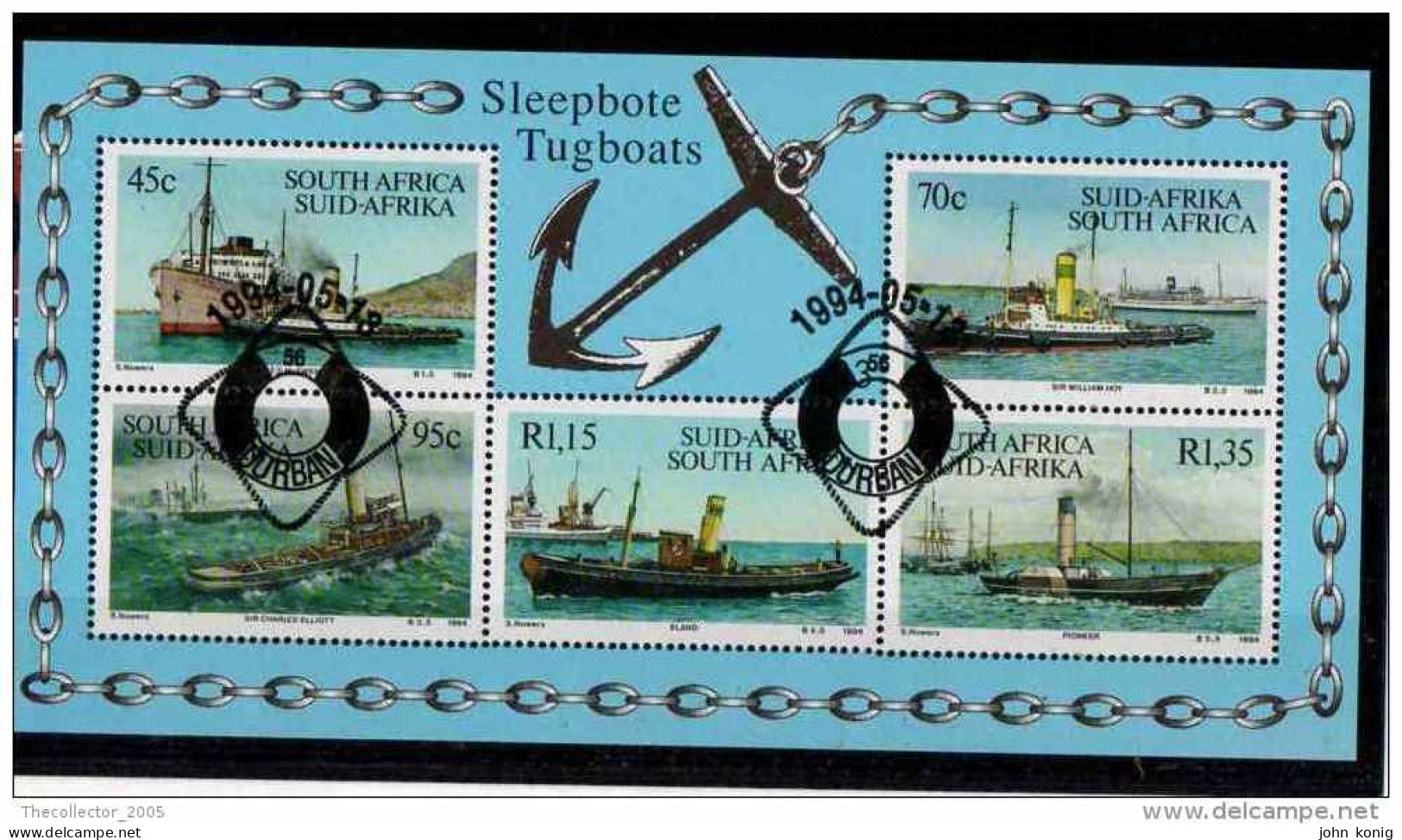 FOGLIETTO-STAMPS SHEET - SUD AFRICA-SOUTH AFRICA-SUID AFRIKA - NAVI A VAPORE - SLEEPBOTE TUGBOATS (1994) - Hojas Bloque