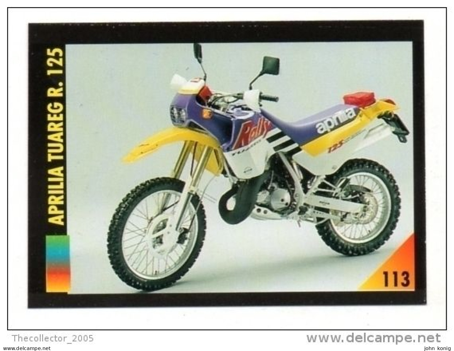 FIGURINA TRADING CARDS - LA MIA MOTO - MY MOTORBIKE - MASTERS EDIZIONI (1993) - APRILIA TUAREG R. 125 - Moteurs
