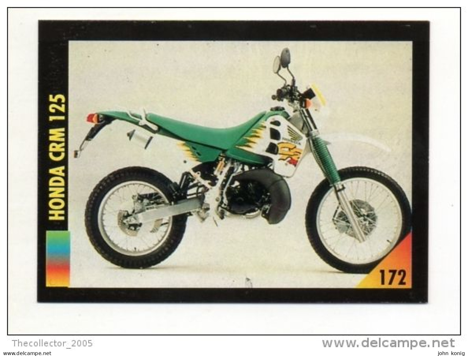 FIGURINA TRADING CARDS - LA MIA MOTO - MY MOTORBIKE - MASTERS EDIZIONI (1993) - HONDA CRM 125 - Moteurs