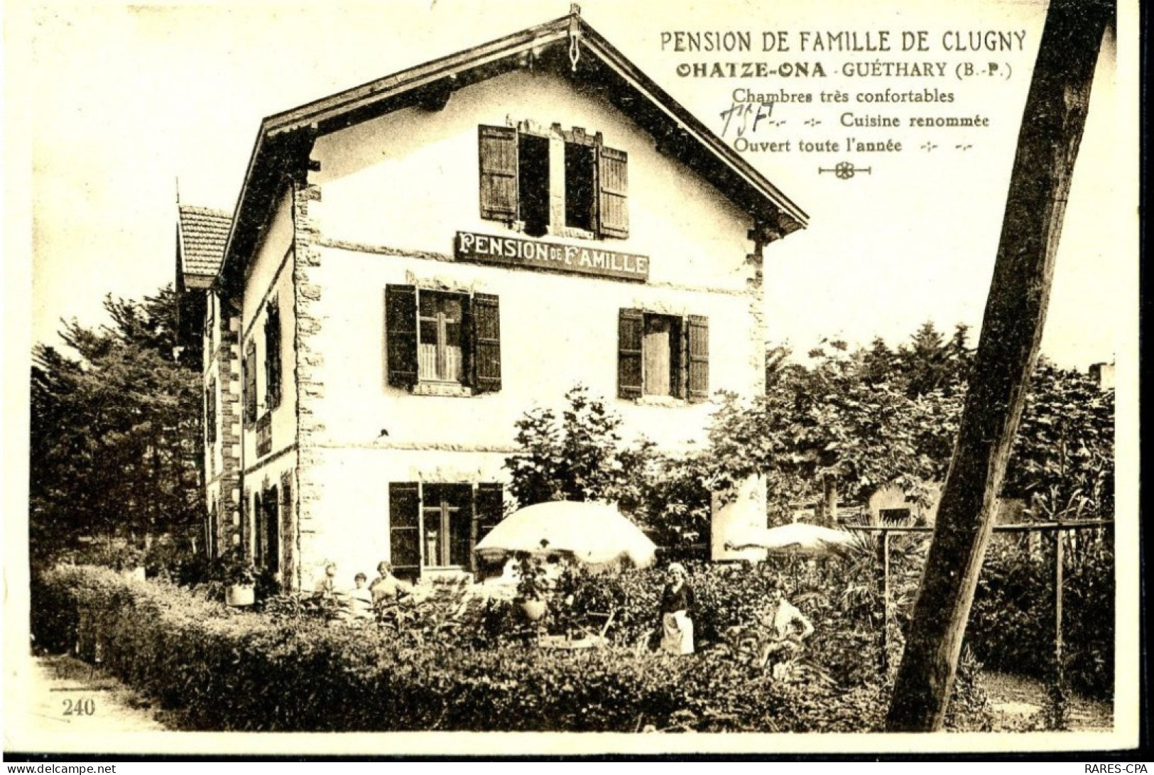 64 GUETHARY - PENSION DE FAMILLE DE CLUGNY - OHATZE ONA  -  - état - Guethary