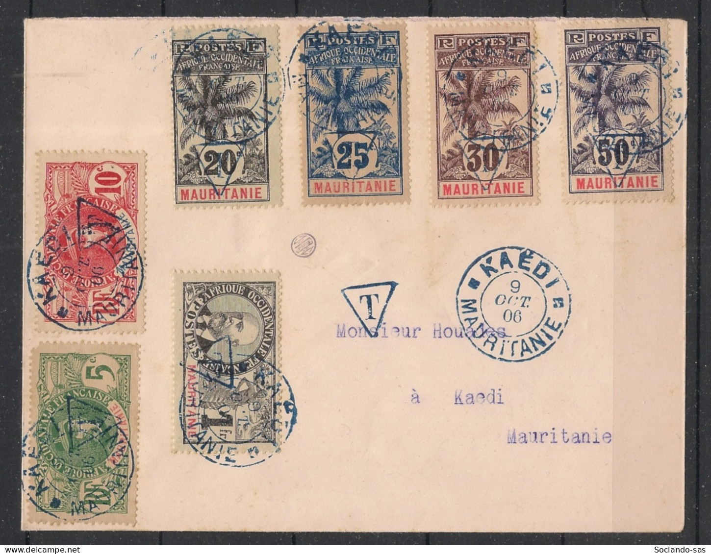 MAURITANIE - 1906 - Taxe TT N°YT. 1 - 2 - 3 - 4 - 5 - 7 - 8 - Oblitérés Sur Lettre / Used - Usati