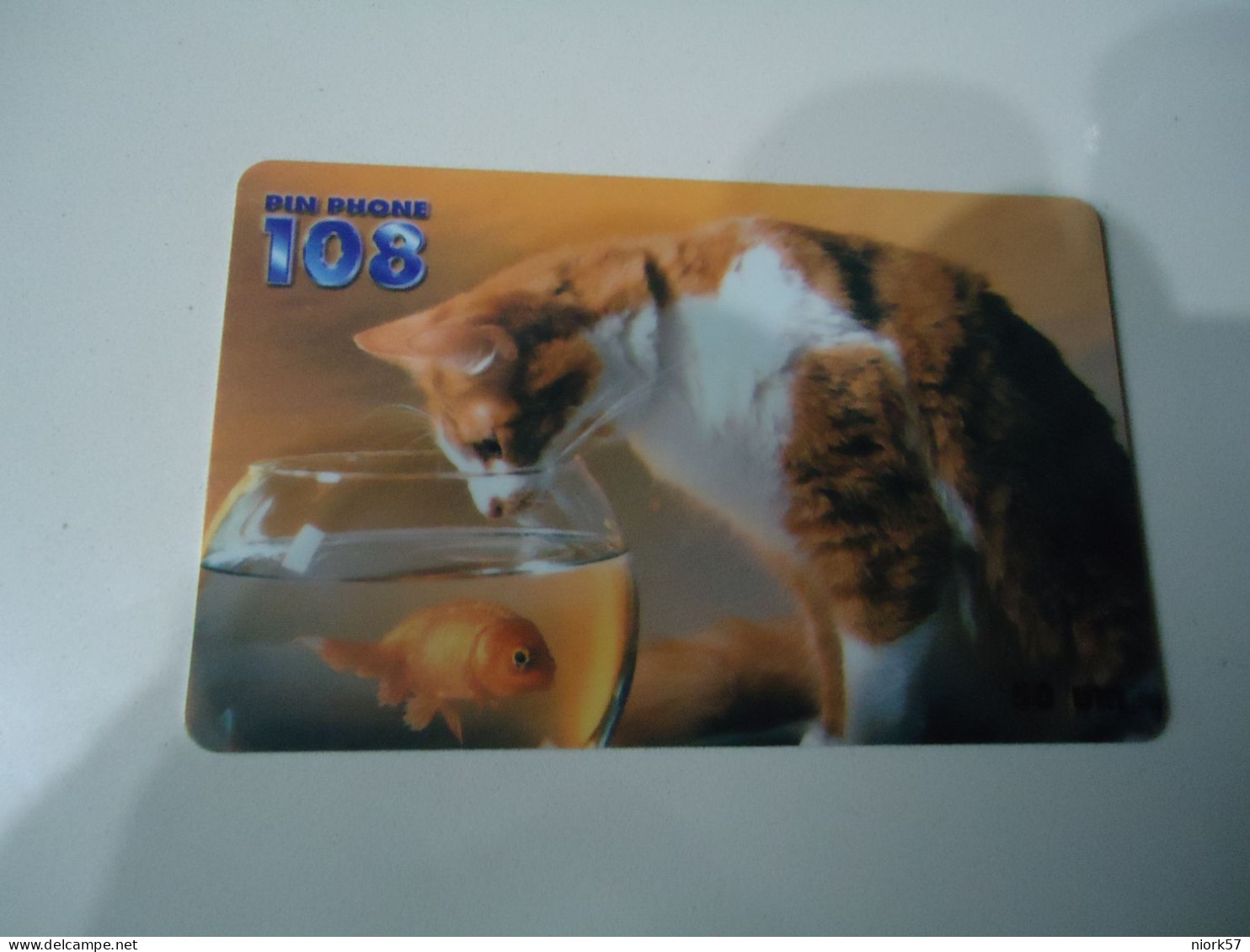 THAILAND USED  CARDS PIN 108  CAT CATS AND FISHES - Fish