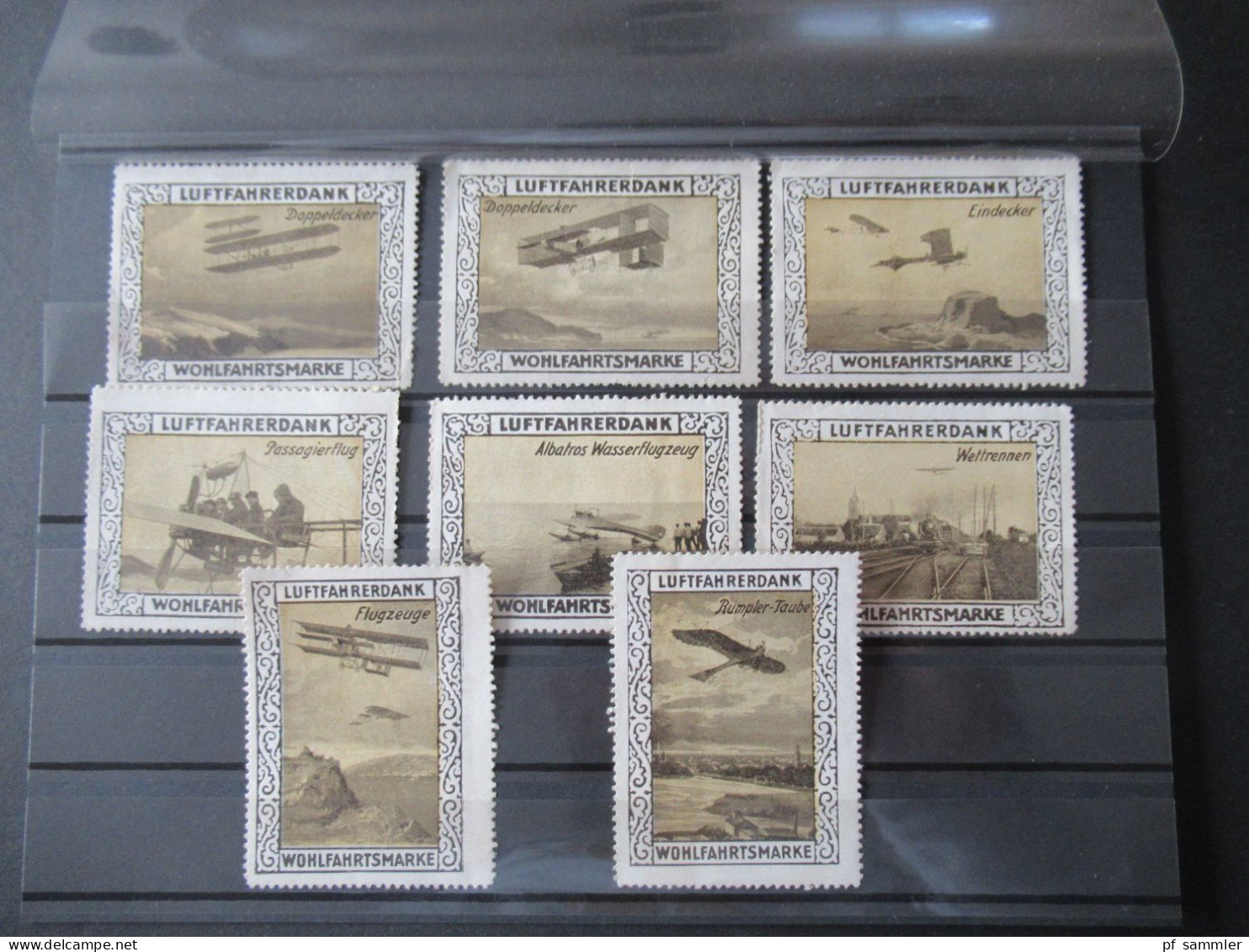 Deutsches Reich Um 1915 Vignette / Wohlfahrtsmarke Luftfahrerdank Kleines Lot Mit 8 Marken / Motiv Flugzeuge / Luftfahrt - Erinnophilie