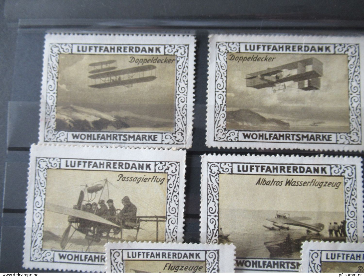 Deutsches Reich Um 1915 Vignette / Wohlfahrtsmarke Luftfahrerdank Kleines Lot Mit 8 Marken / Motiv Flugzeuge / Luftfahrt - Erinnofilia