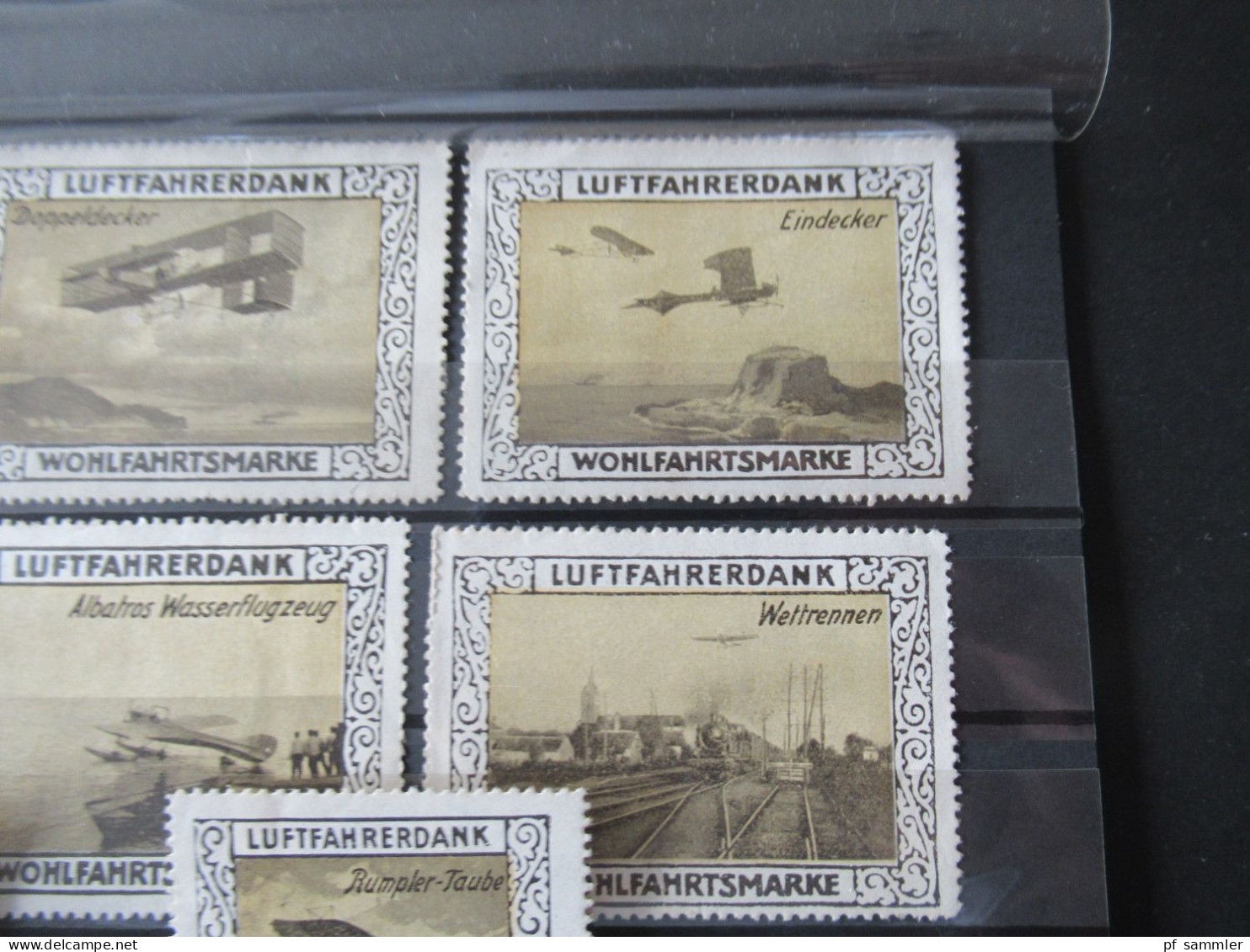 Deutsches Reich Um 1915 Vignette / Wohlfahrtsmarke Luftfahrerdank Kleines Lot Mit 8 Marken / Motiv Flugzeuge / Luftfahrt - Erinnophilie