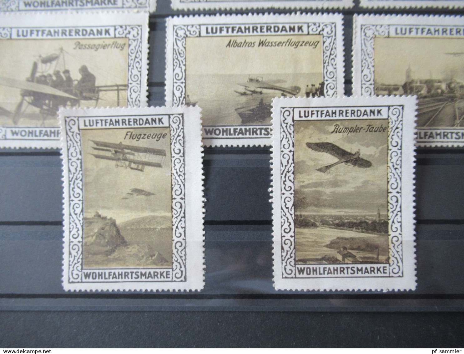 Deutsches Reich Um 1915 Vignette / Wohlfahrtsmarke Luftfahrerdank Kleines Lot Mit 8 Marken / Motiv Flugzeuge / Luftfahrt - Erinnophilie