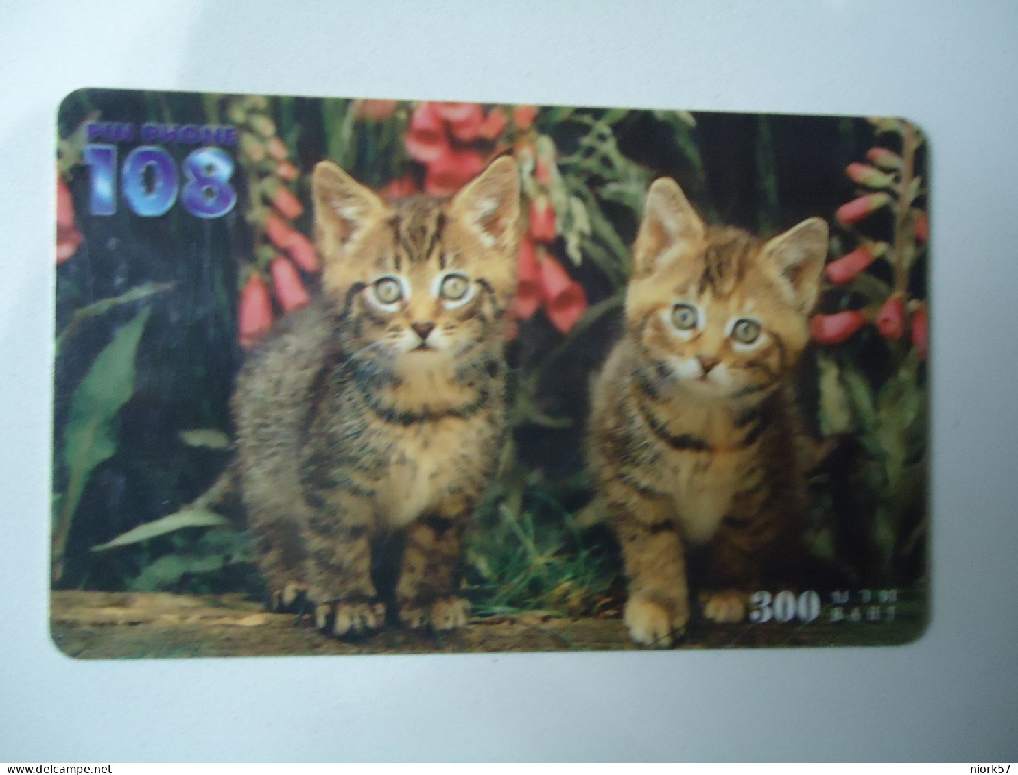 THAILAND USED  CARDS PIN 108 FLOWERS TREE  CATS UNITS 300 - Gatti