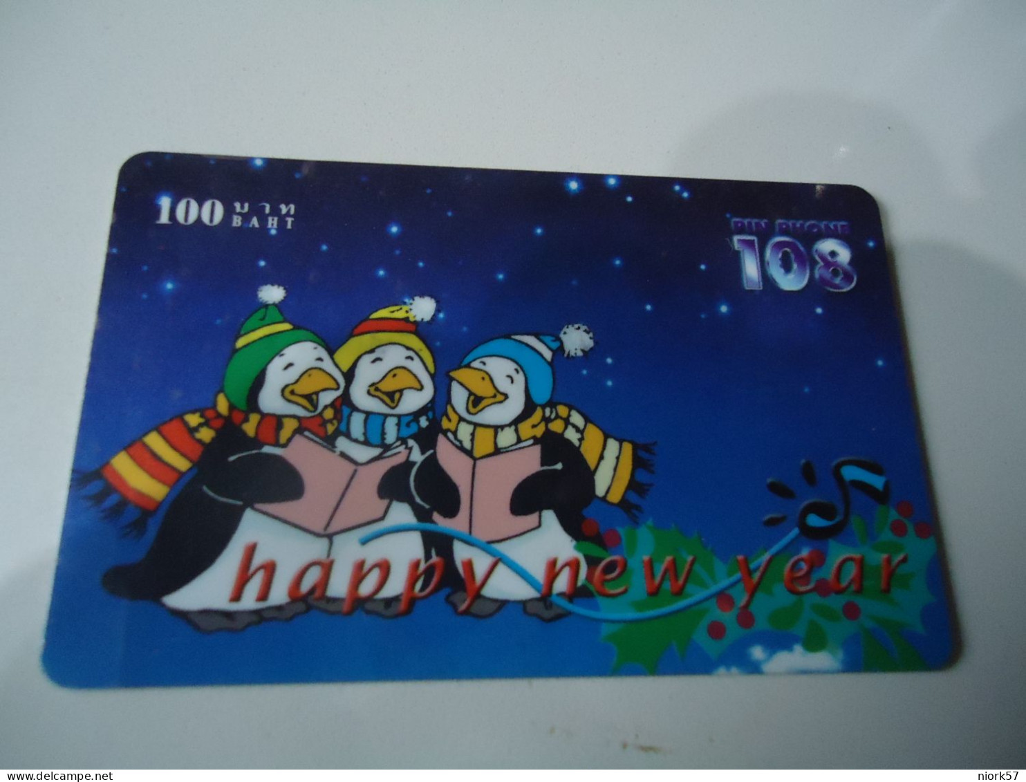 THAILAND USED  CARDS PIN 108  HAPPY NEW YEAR  BIRDS - Navidad