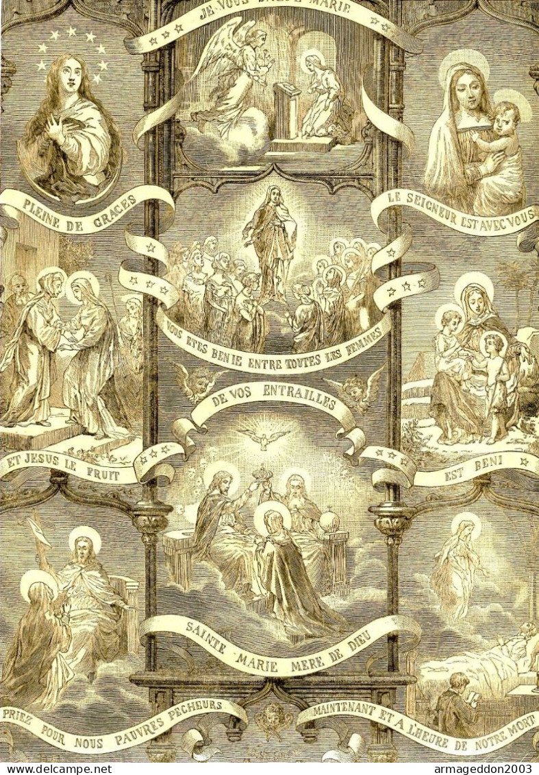 GRAVURE RELIGIEUSE XIXème Siècle 1891 LA PRIERE - LA SALUTATION ANGELIQUE - Religious Art