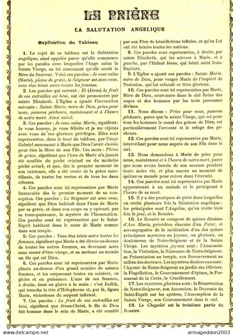GRAVURE RELIGIEUSE XIXème Siècle 1891 LA PRIERE - L'ORAISON DOMINICALE - Arte Religioso