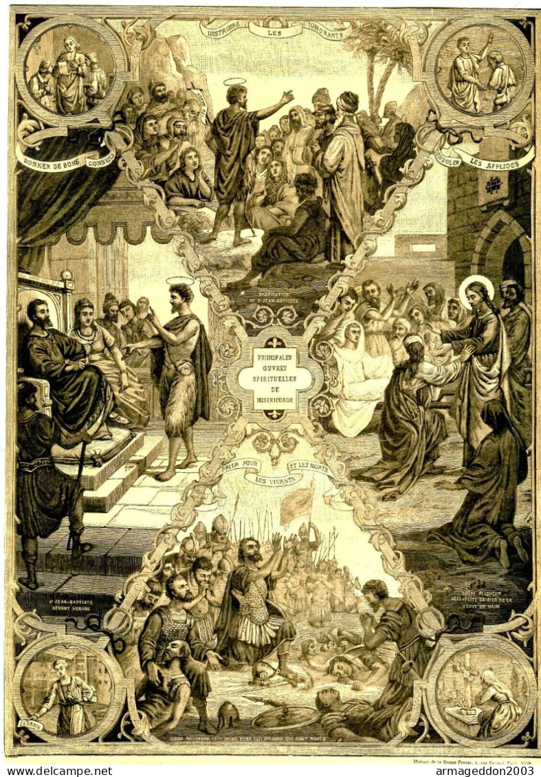 GRAVURE RELIGIEUSE XIXème Siècle 1891 OEUVRES DE LA MISERICORDE - Religious Art