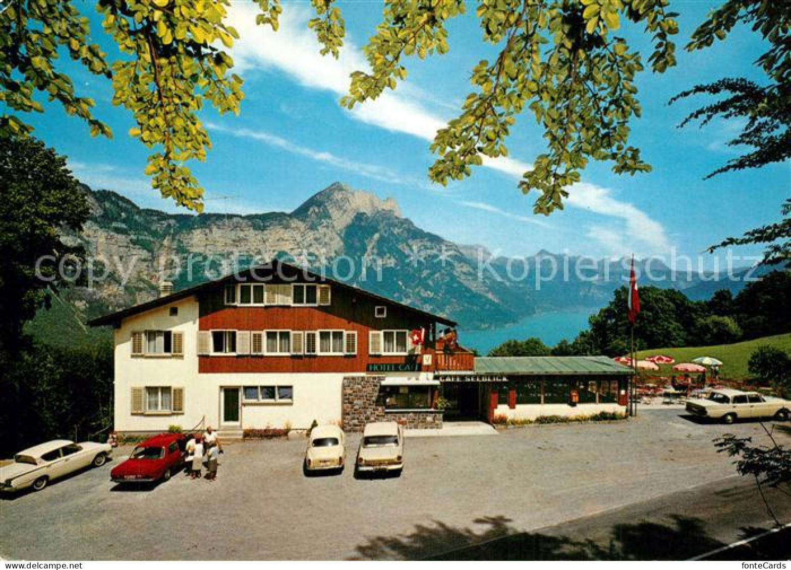 13519341 Filzbach Hotel Garni Cafe Seeblick Walensee Hoehenstrasse Alpenpanorama - Altri & Non Classificati