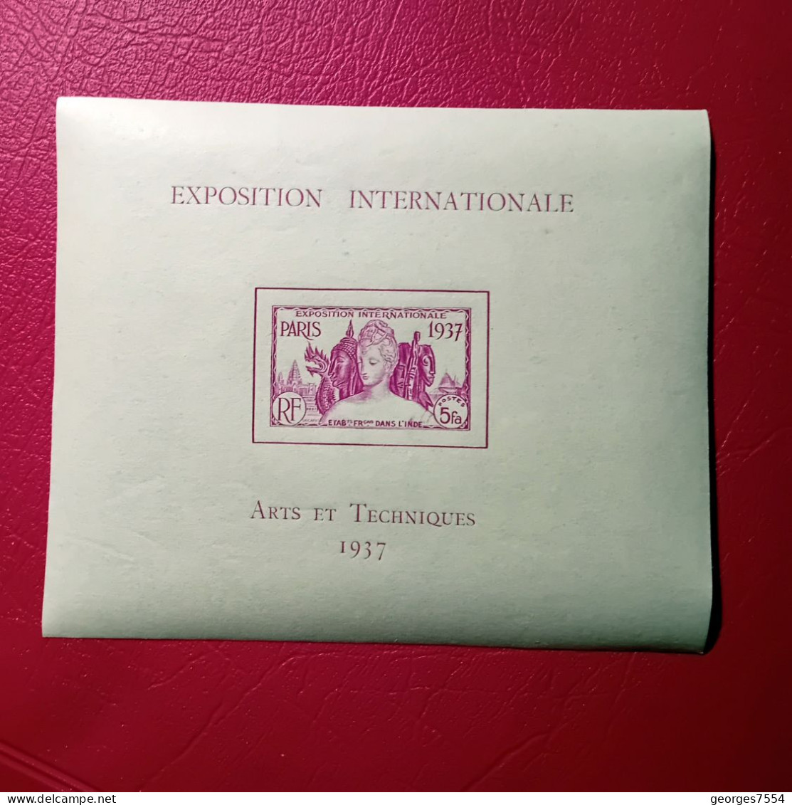 BLOC - Etab. Fr. De L'INDE - EXPOSITION INTERNATIONALE - PARIS 1937 - ARTS ET TECHNIQUES  NEUF** - 1937 Exposition Internationale De Paris