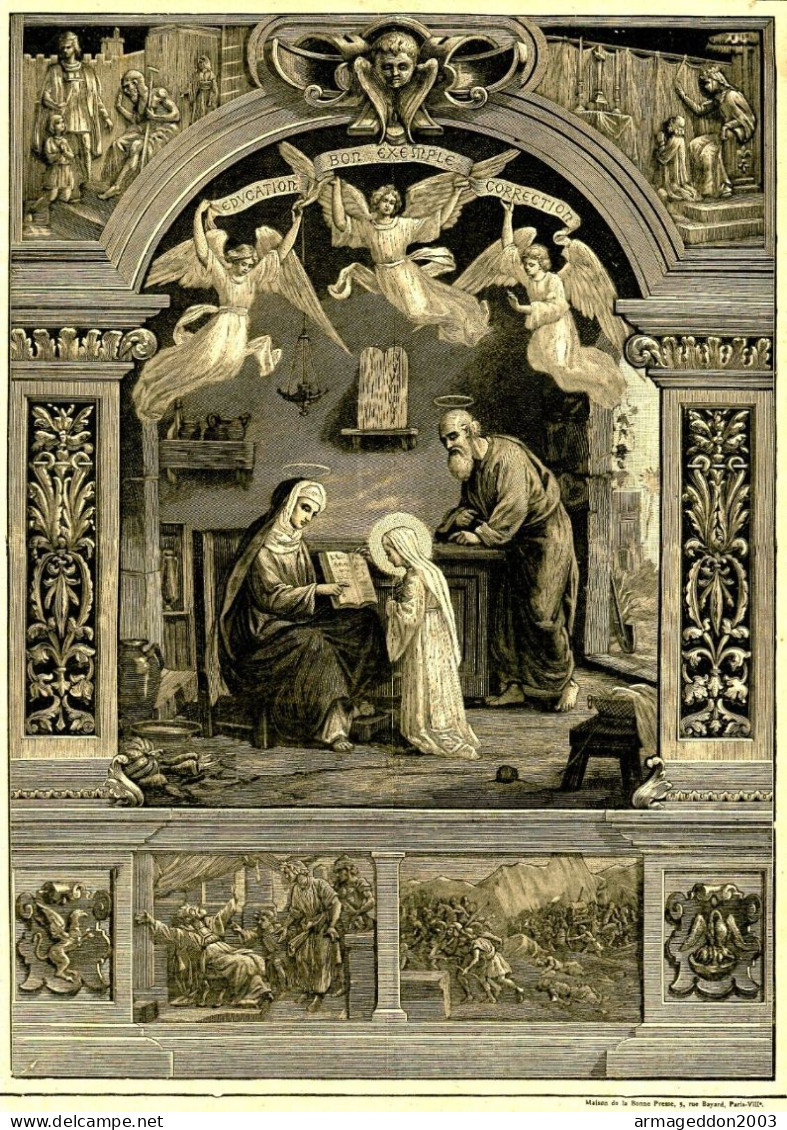 GRAVURE RELIGIEUSE XIXème Siècle 1891 / 4 -ème COMMANDEMENT DE DIEU SUITE - Arte Religioso