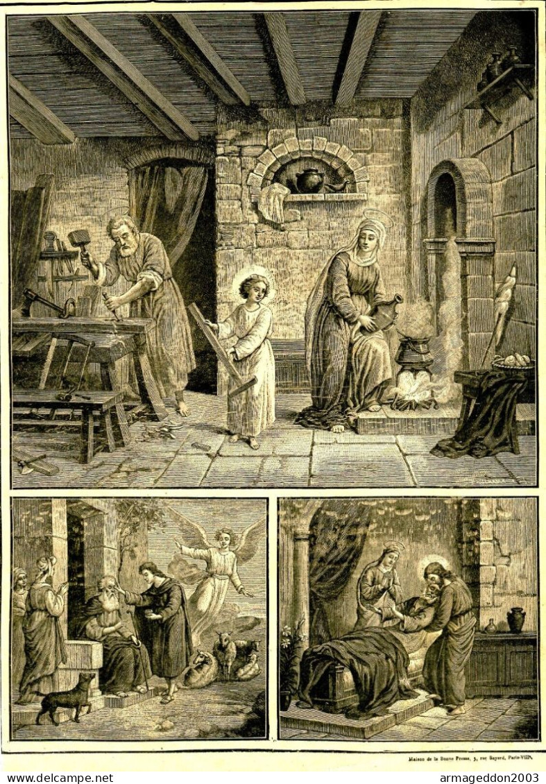 GRAVURE RELIGIEUSE XIXème Siècle 1891 / 3 -ème COMMANDEMENT DE DIEU - Religieuze Kunst