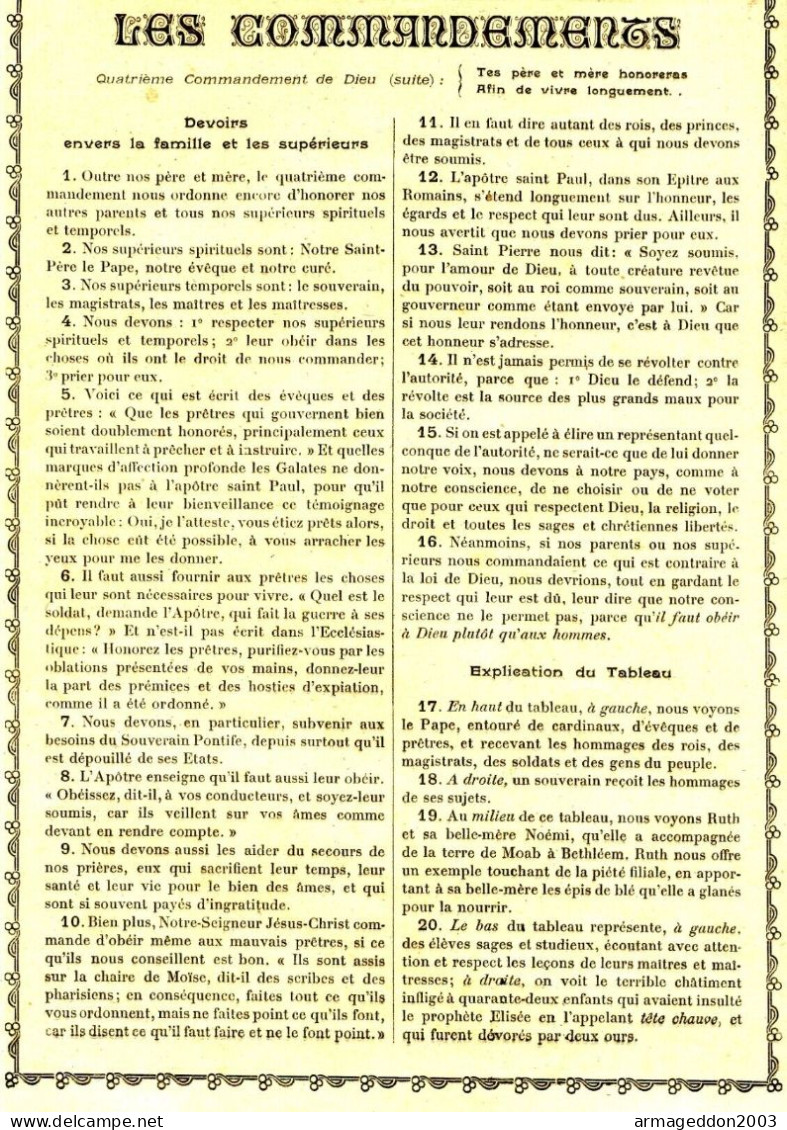 GRAVURE RELIGIEUSE XIXème Siècle 1891 / 3 -ème COMMANDEMENT DE DIEU - Religieuze Kunst