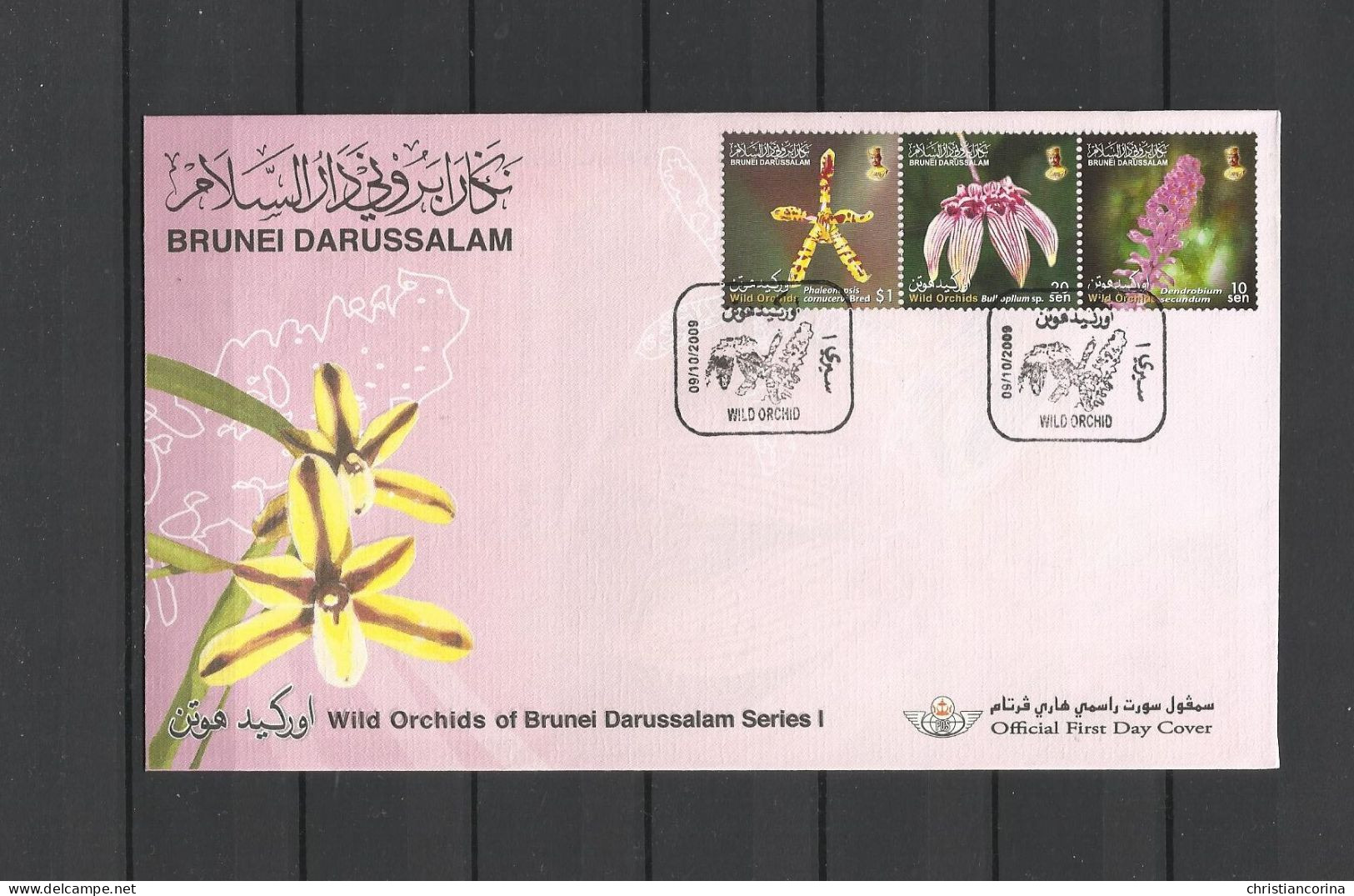 BRUNEI 2009 ORCHIDS FDC - Brunei (1984-...)