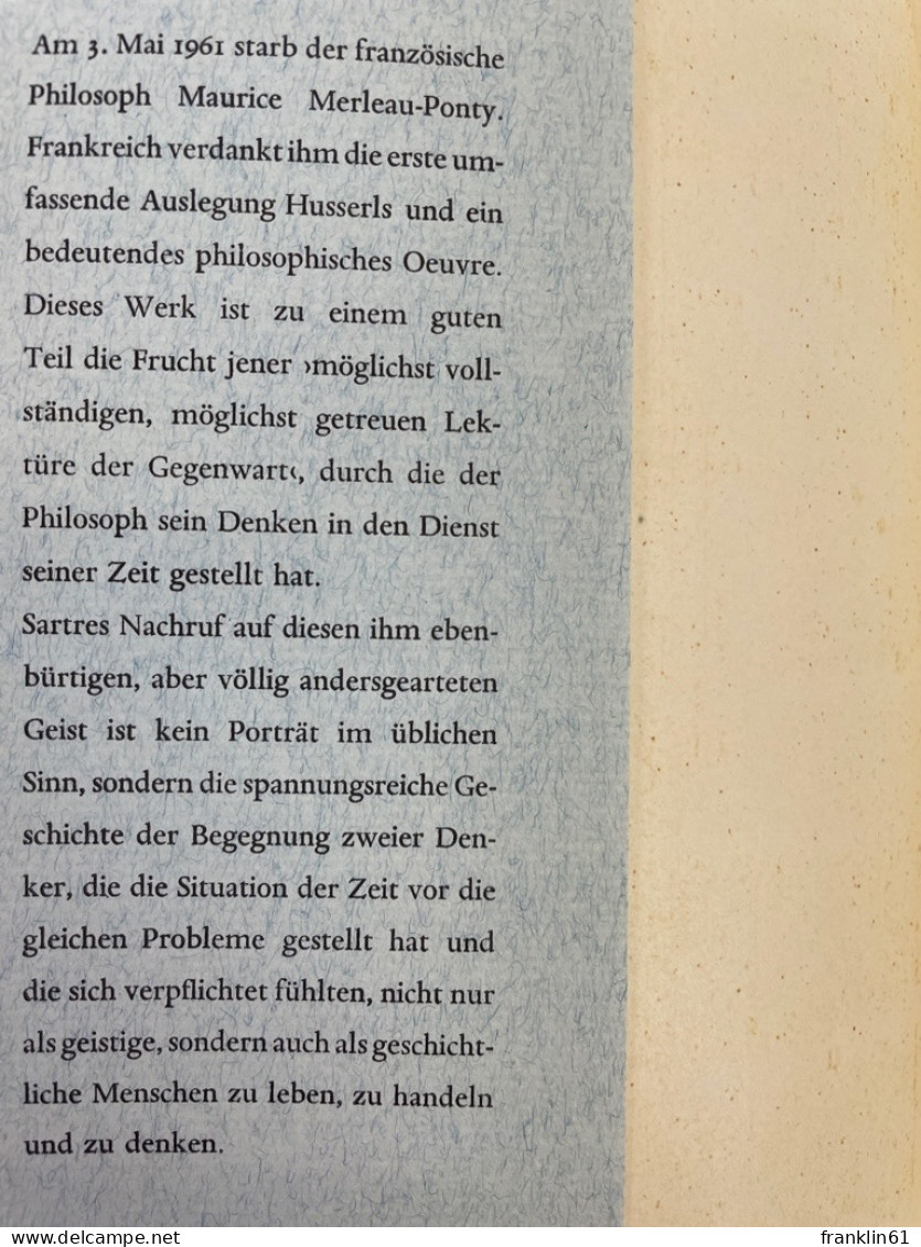 Freundschaft Und Ereignis : Begegnung Mit Merleau-Ponty. - Philosophie