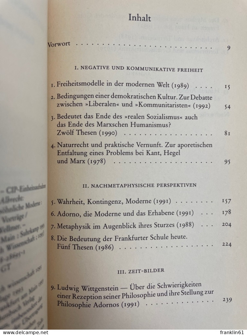 Endspiele: Die Unversöhnliche Moderne : Essays Und Vorträge. - Philosophy