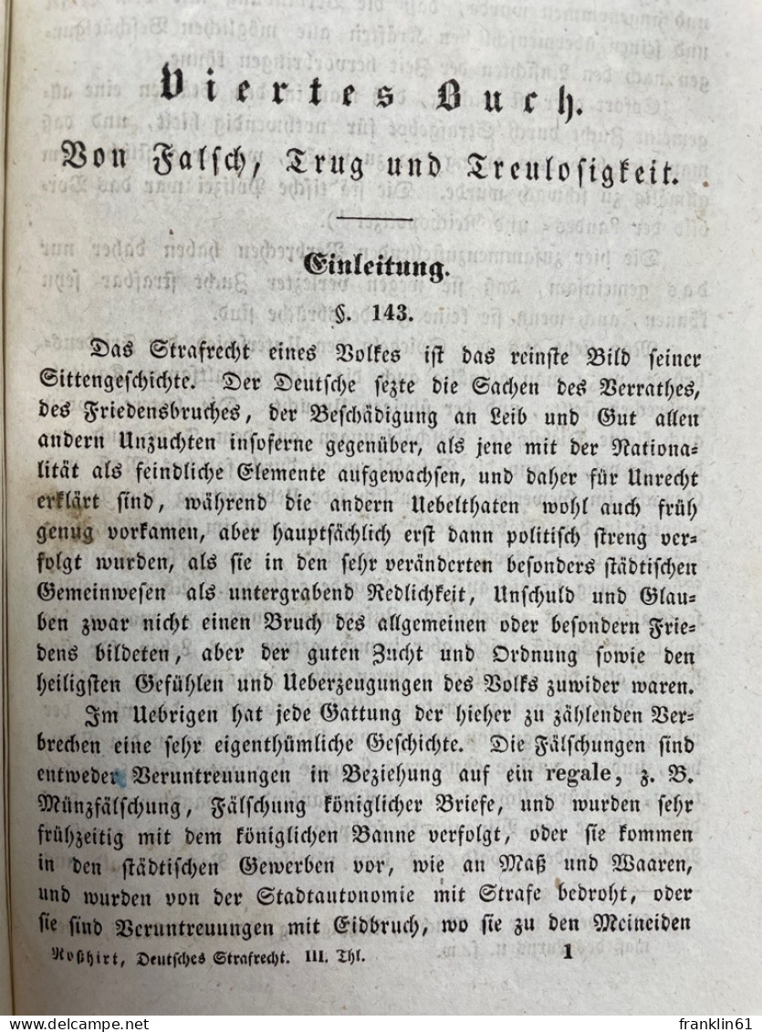 Geschichte und System des deutschen Strafrechts. Dritter Theil. Systen und dessen besondere Geschichte.