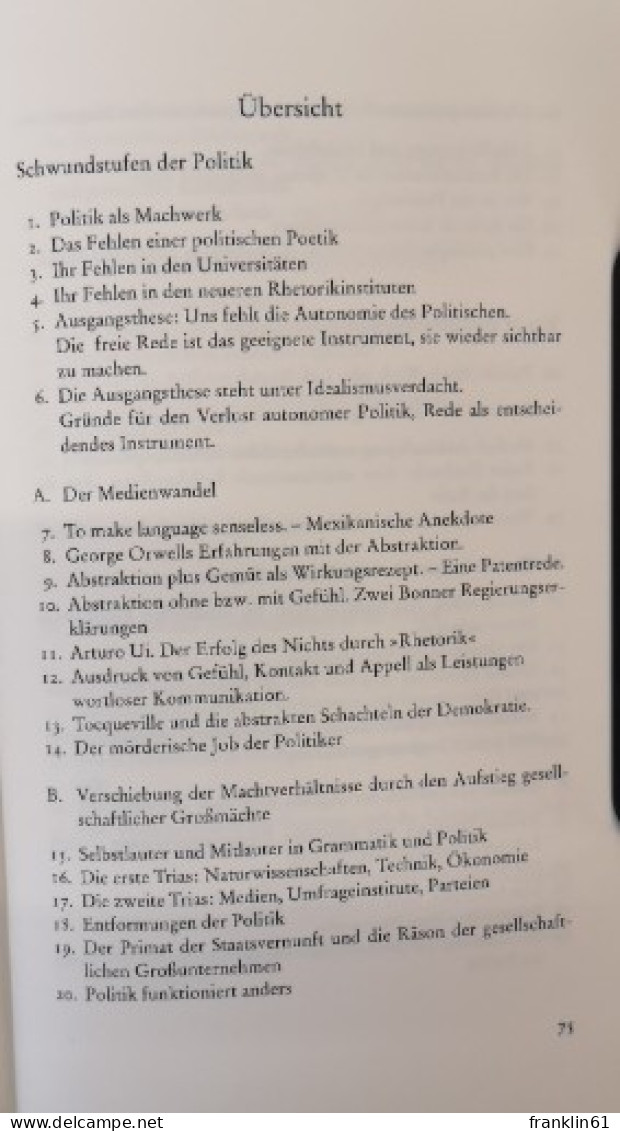 Was ist eine gute Regierungserklärung. Grundriß einer politischen Poetik.