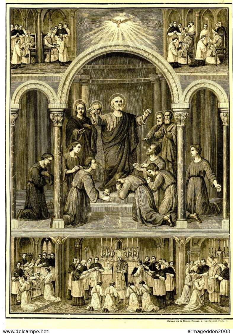 GRAVURE RELIGIEUSE XIXème Siècle 1891 / LES SACREMENTS L'ORDRE - Religious Art