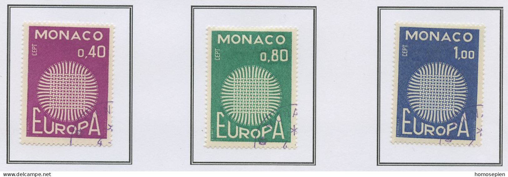 Monaco 1970 Y&T N°819 à 821 - Michel N°977 à 979 (o) - EUROPA - Oblitérés